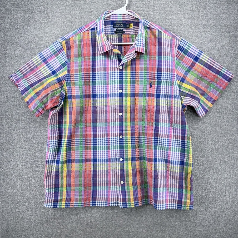 Polo Ralph Lauren Classic Fit Shirt Men Size XXL Short Sleeve Plaid Multicolor